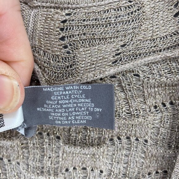 Chicos Sweater Womens 0 US Small Beige Travelers Glitter Open Cardigan Stretch - Picture 6 of 9